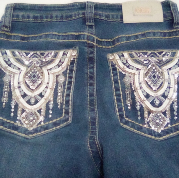 Angel Designed In Los Angeles Blue Jeans Silver Embellishments Size 7/28 Y2K - Picture 7 of 12